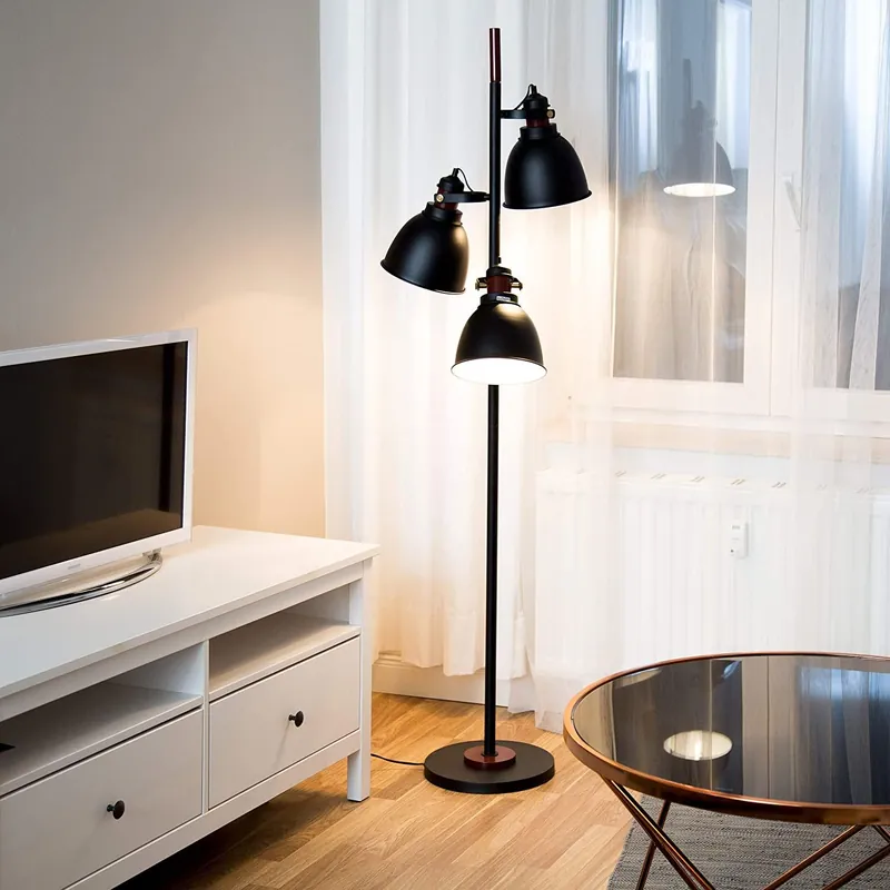 Lampadaire Industriel Noir 3 Spots XL