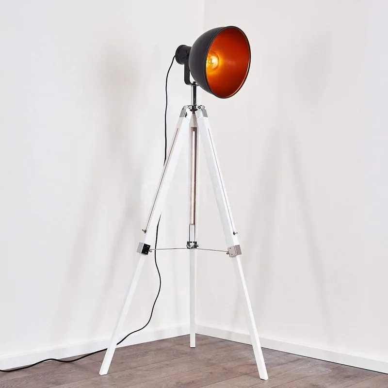 Lampadaire Cinema Industriel Projo - Pied Blanc