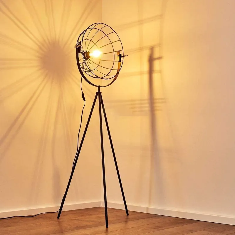 Lampadaire Industriel Noir Moon Brut XL