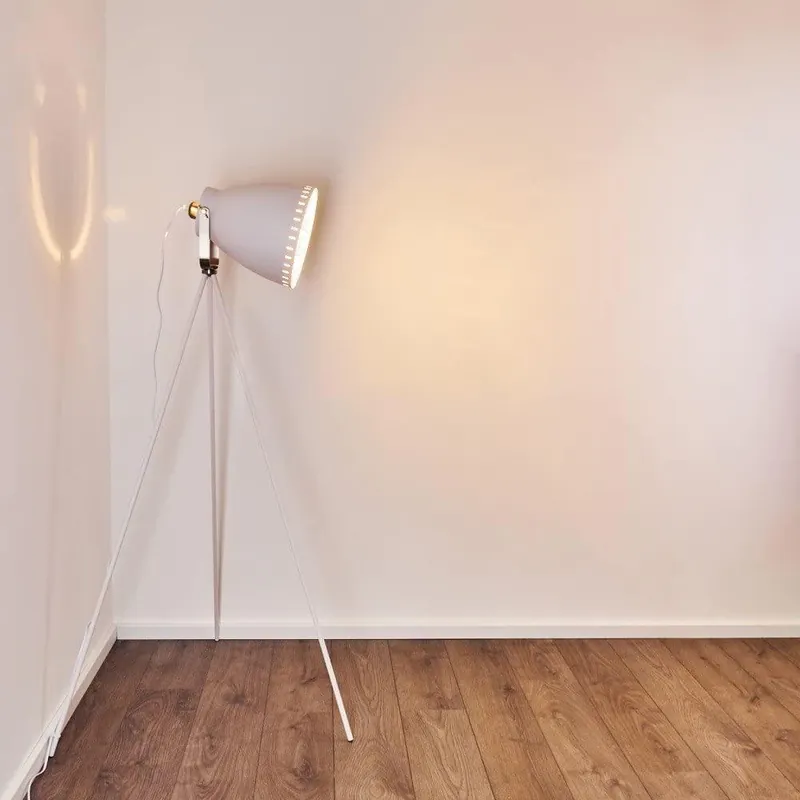 Lampadaire Trepied Industriel Blanc