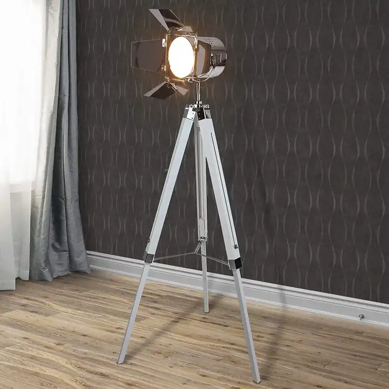 Lampadaire Cinema Industriel Retro - Pied Blanc