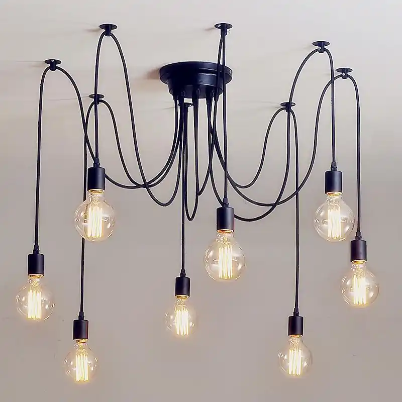 Lustre Araignée Industriel Noir