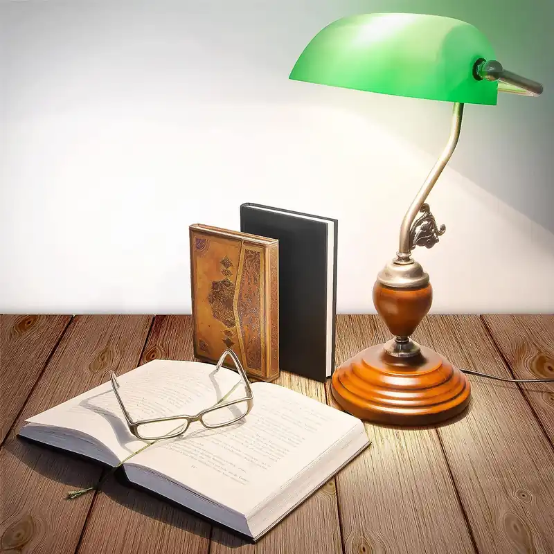 Lampe de Banquier en Bois