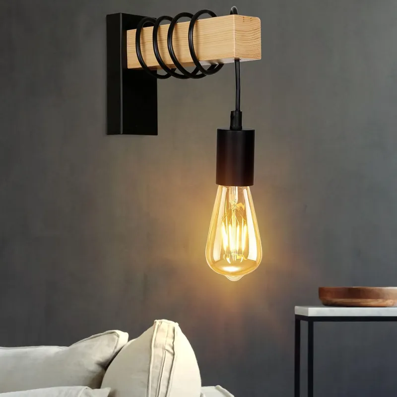 Applique Murale Industrielle Bois