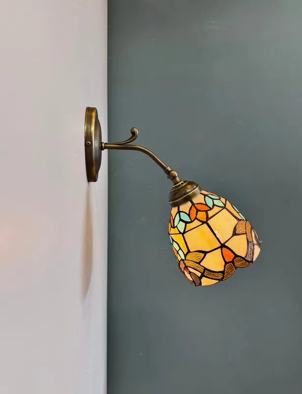 CORUCHE Messing Traditionele Wandlamp - Verlichtingsarmatuur, Wandverlichting, Wandlicht, Klassieke Verlichting, Victoriaanse Verlichting, Keramische Wandlamp