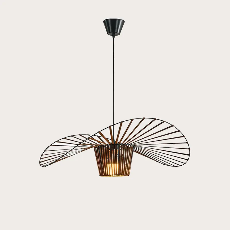 Glarefusion moderne simpelt stof Hat Shape Pendel Light