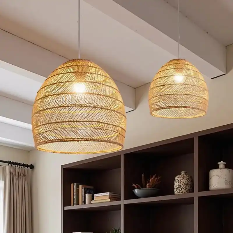 Moderne hængelampe i rattan