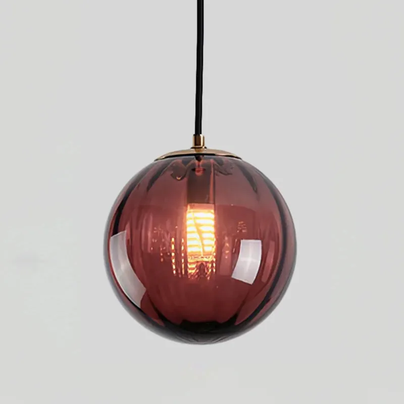 Moderne rund glaskugle pendellampe