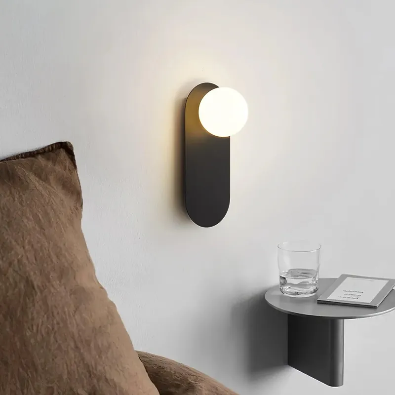 Minimalistisk Orb Disc Glas Væglampe
