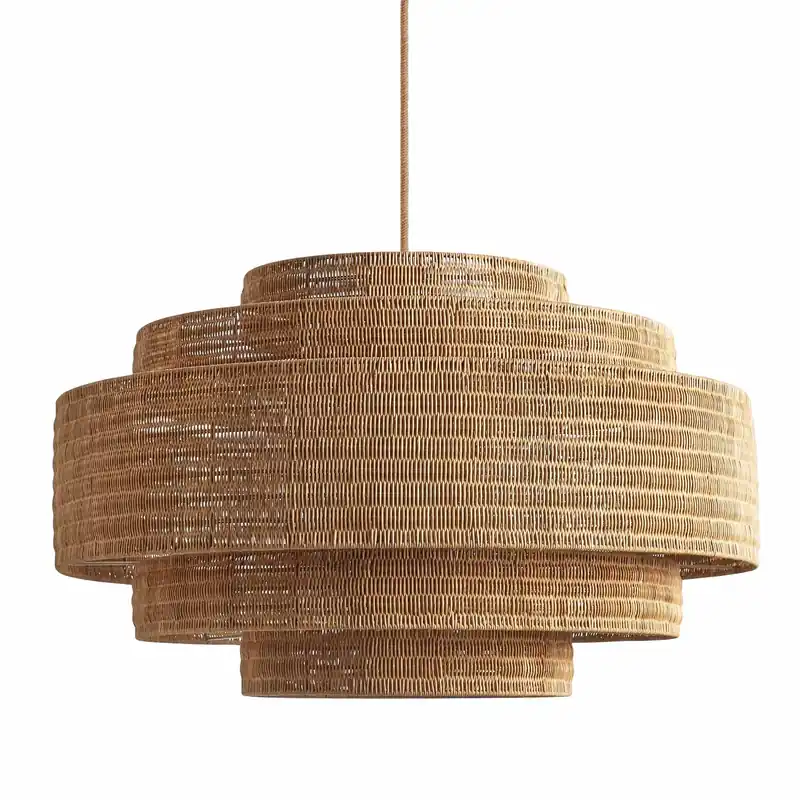 Boho lagdelt rattan pendellampe