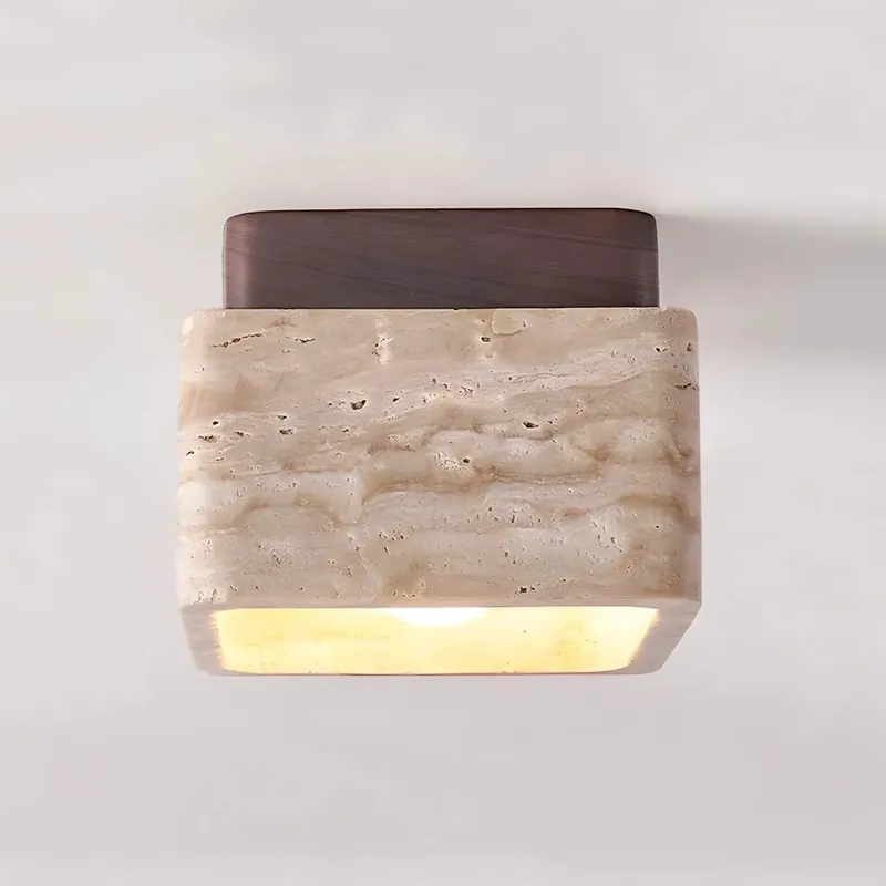 Moderne Travertin Wood LED-loftslampe