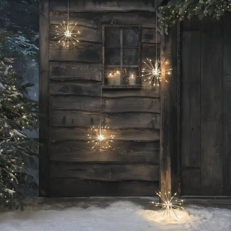 Tofarvede LED Starburst-klyngelys, pakke med 4