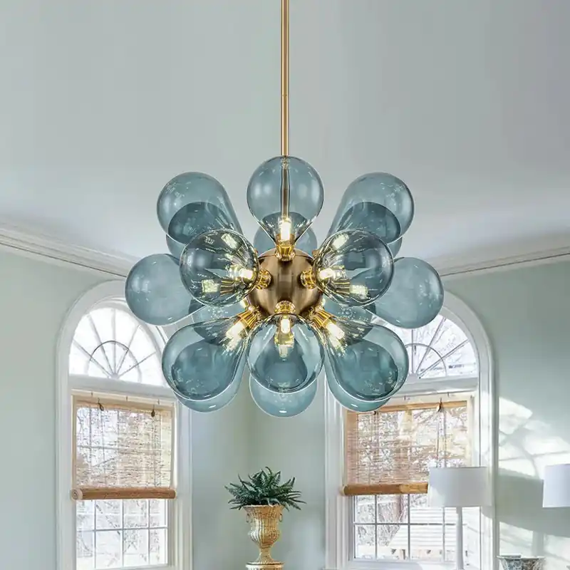 Modern Blue Bubble Glass Chandelier