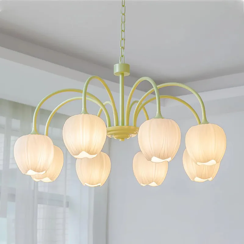 Cream-Colored Modern Minimalist Living Room Chandelier