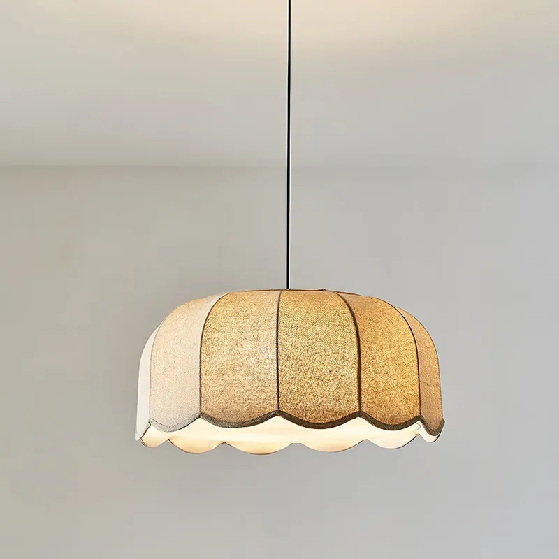 Classic Scalloped-Edged Fabric Pendant Light