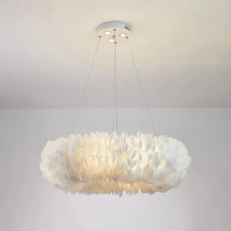Trendy Rounded Feather Pendant Light