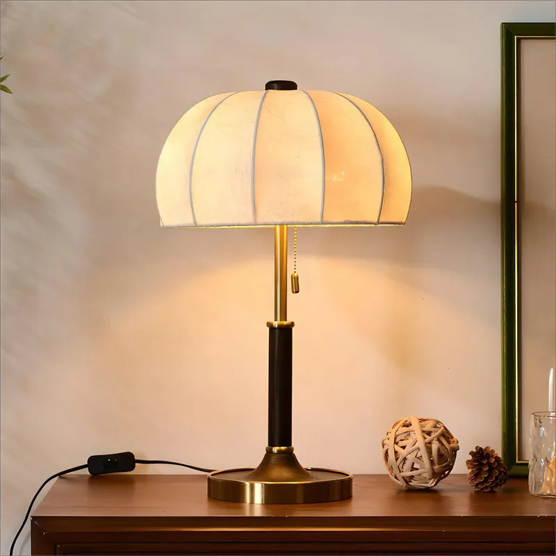 Retro Ribbed Dome Fabric Table Lamp