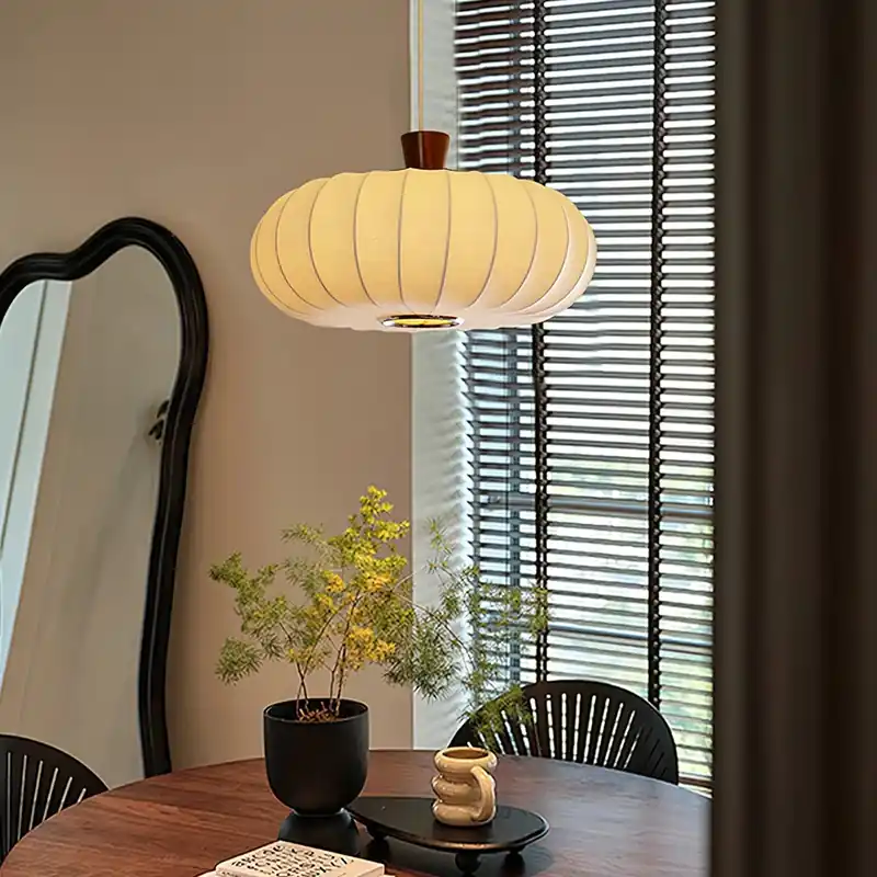 Vintage Oblong Silk Pendant Light