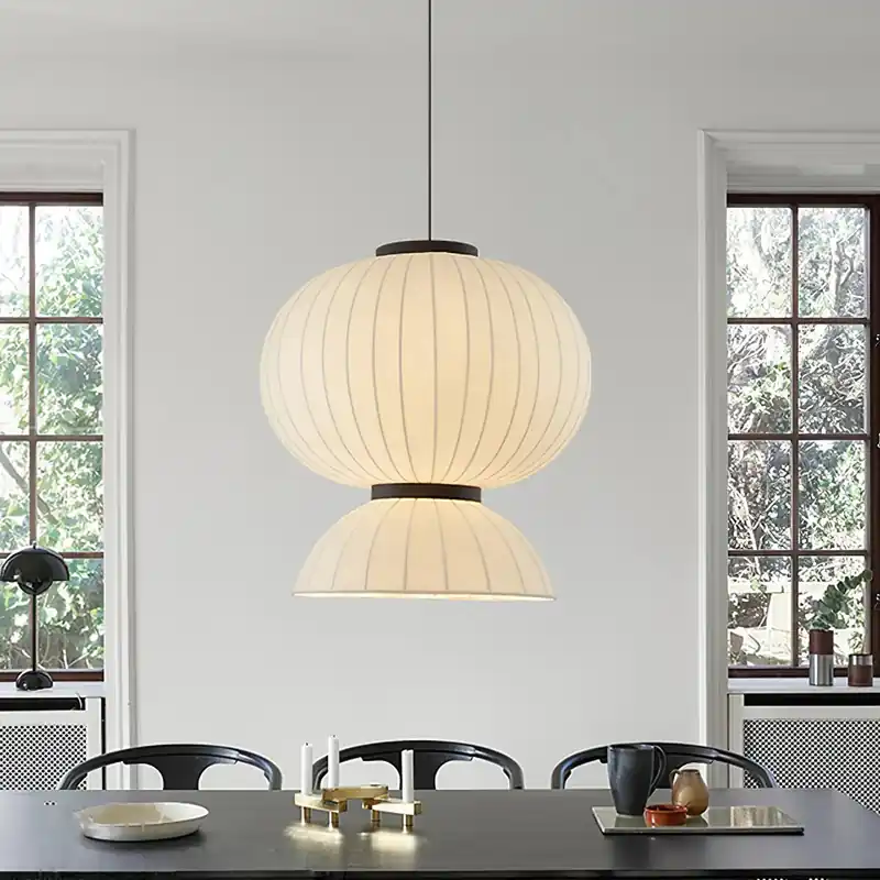 Minimalist Round Silk Pendant Light