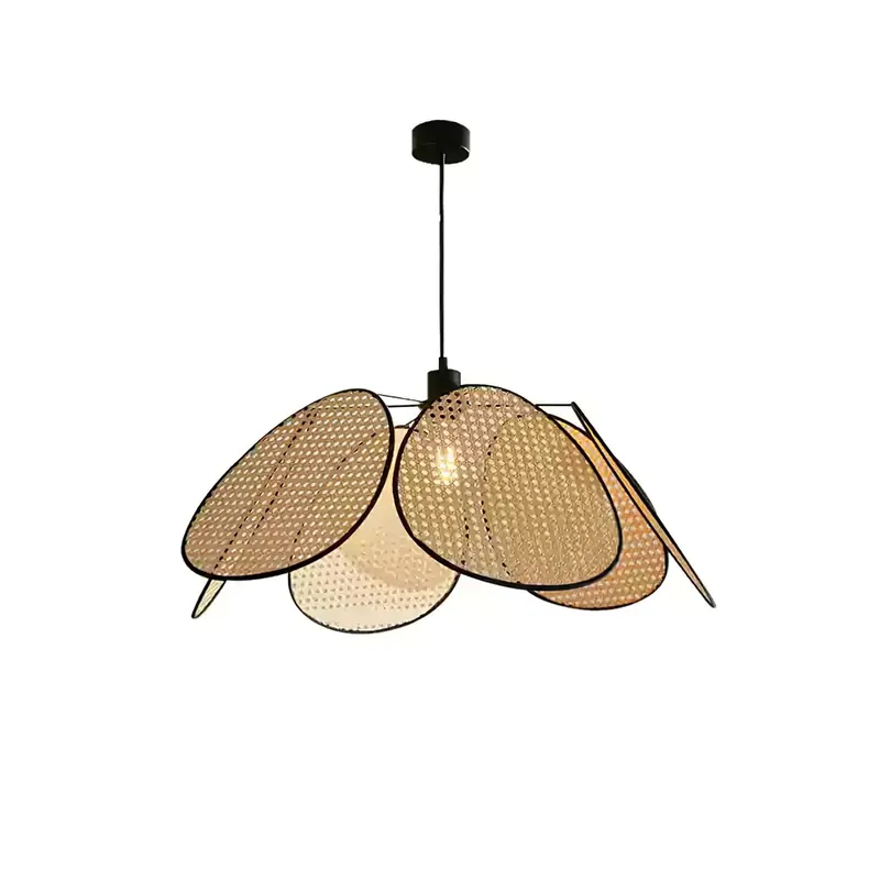 Retro Petal Woven Rattan Pendant Light