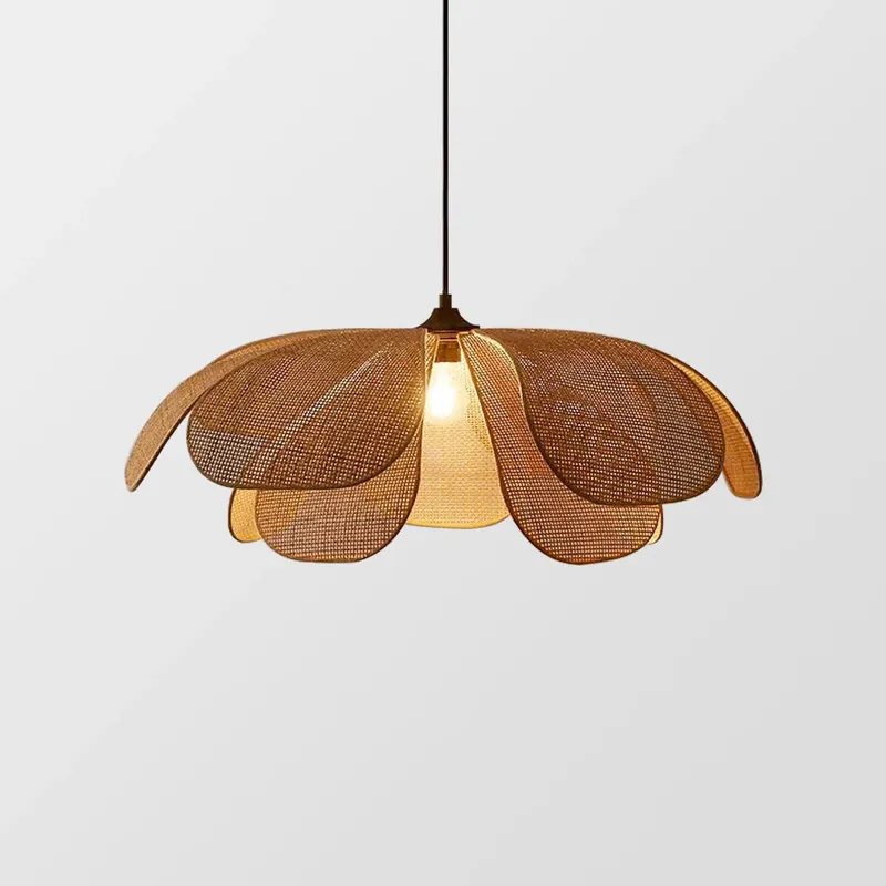 Retro Petal Rattan Pendant Lamp