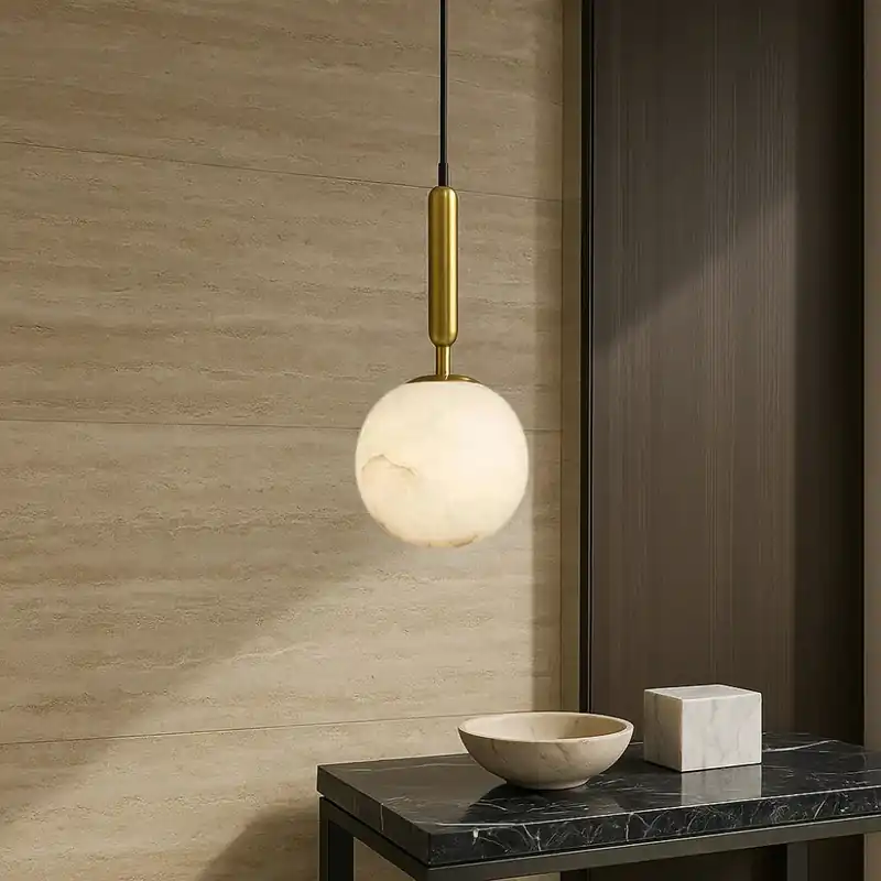 Creative Alabaster Brass Pendant Light