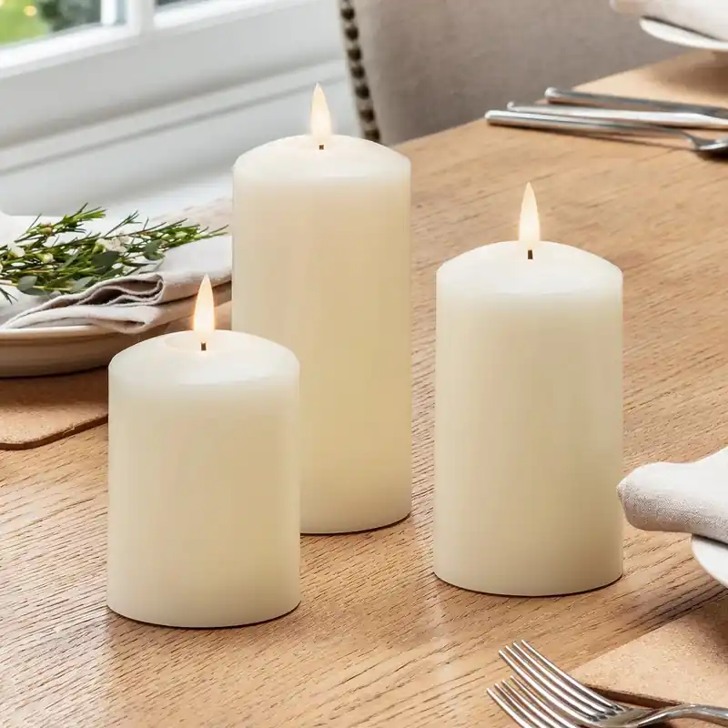 Ivory LED Decorative Pillar Candle Set