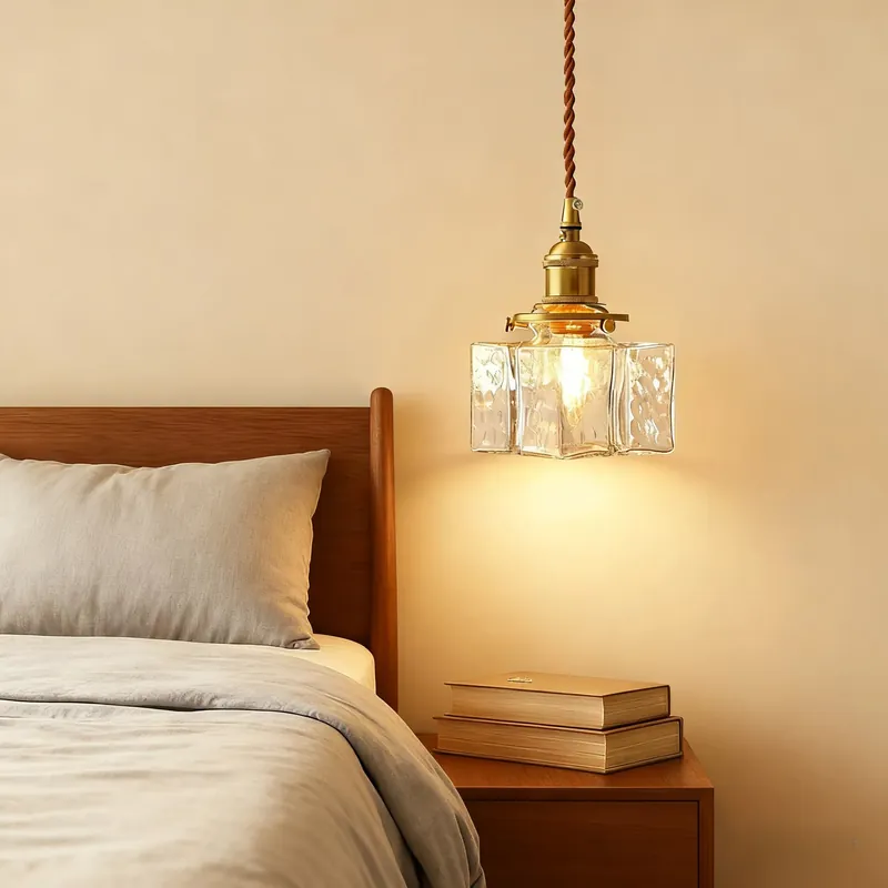 Lampe à suspension en verre rétro moderne Glarefusion