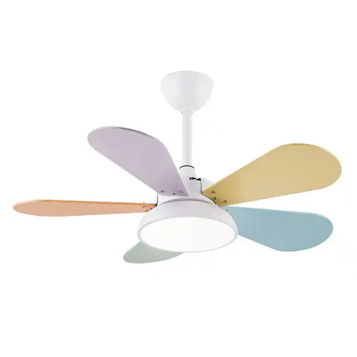 Ventilateur de plafond rond coloré Macaron avec lumière LED