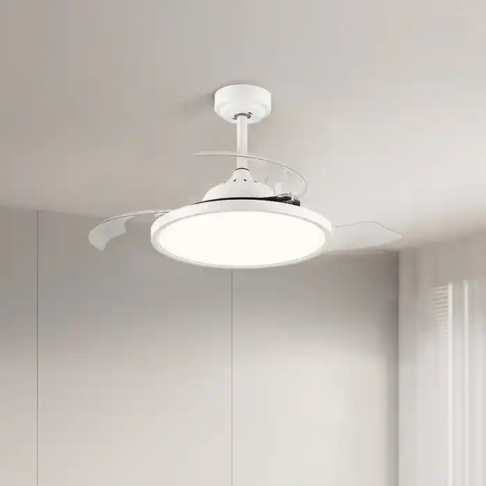Ventilateur de plafond simple blanc avec lumières LED