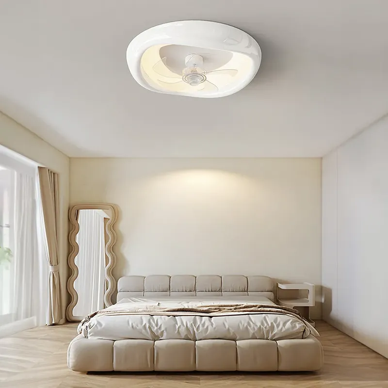 Ventilateur de plafond de chambre simple et élégant Macaron avec lumières LED