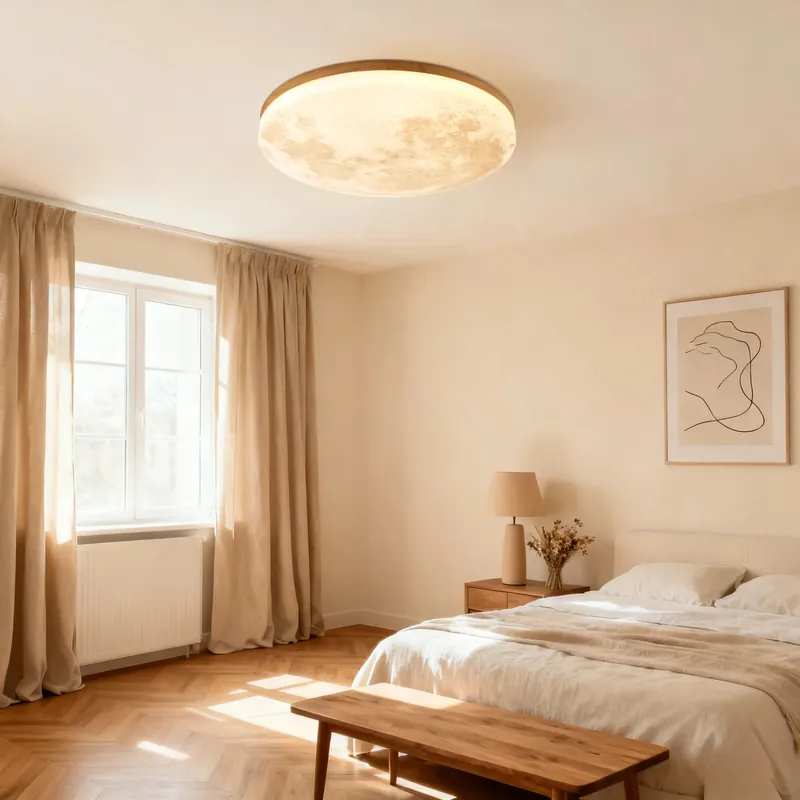 Plafonnier rond moderne et créatif en forme de lune