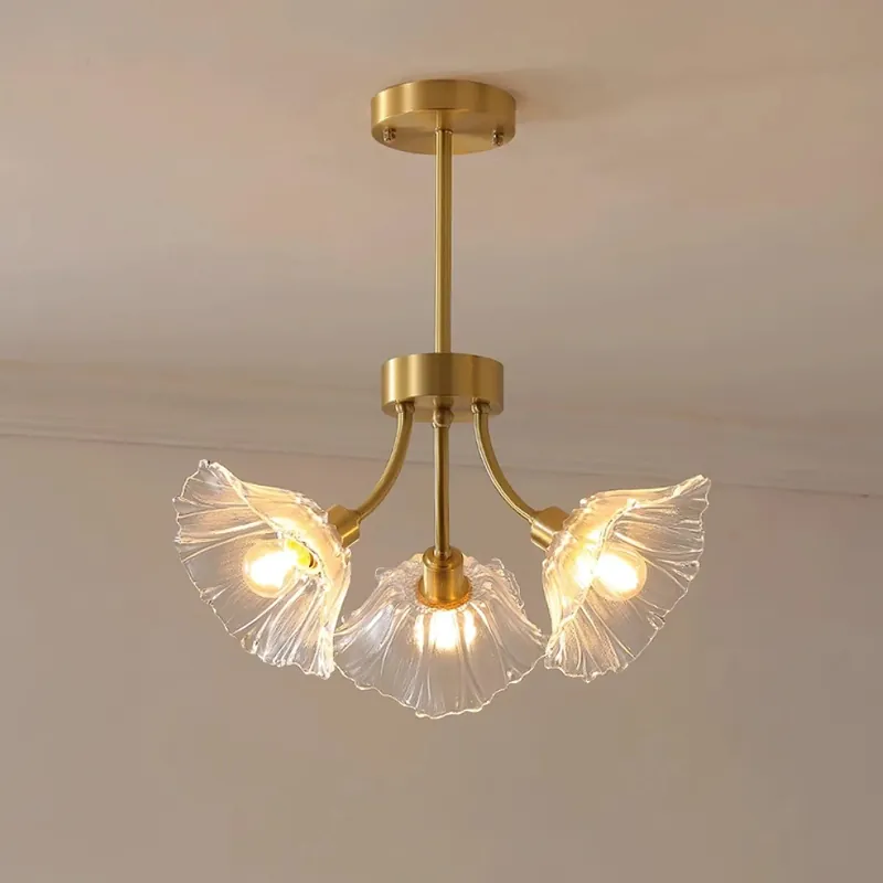 Lustre en verre transparent à fleurs classiques