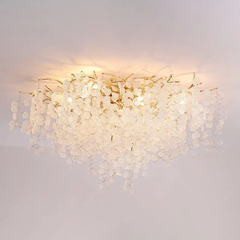 Plafonnier élégant en verre fleuri