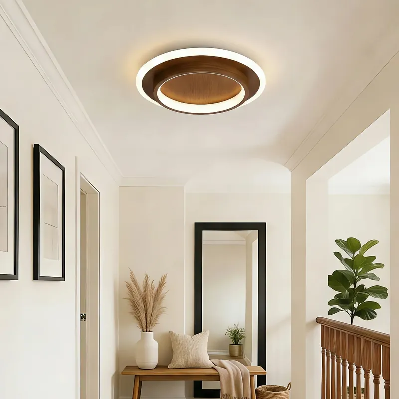 Moderne runde Ring-Deckenleuchte aus Metall und Acryl
