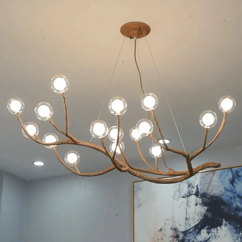 Moderne Holzzweig-Pendelleuchte