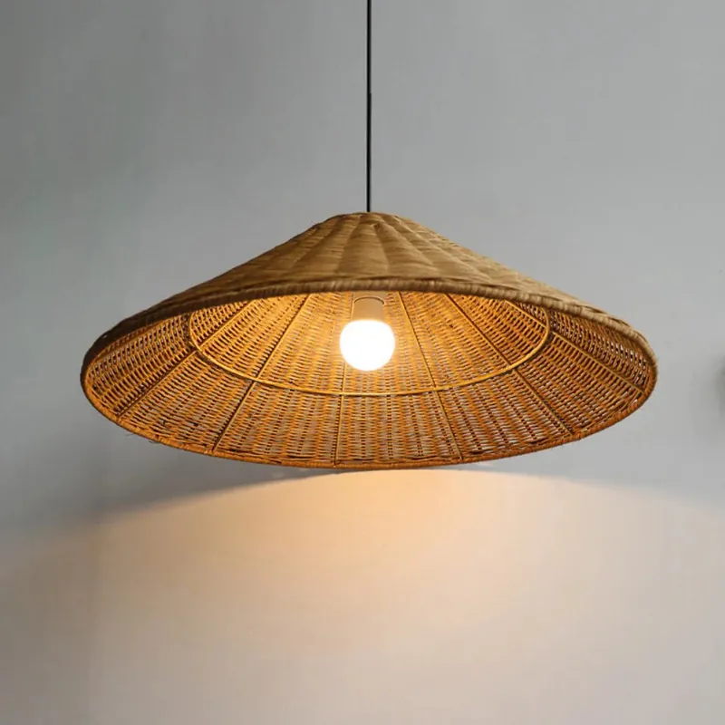 Boho-Bauernhaus-Pendelleuchte aus Korbgeflecht