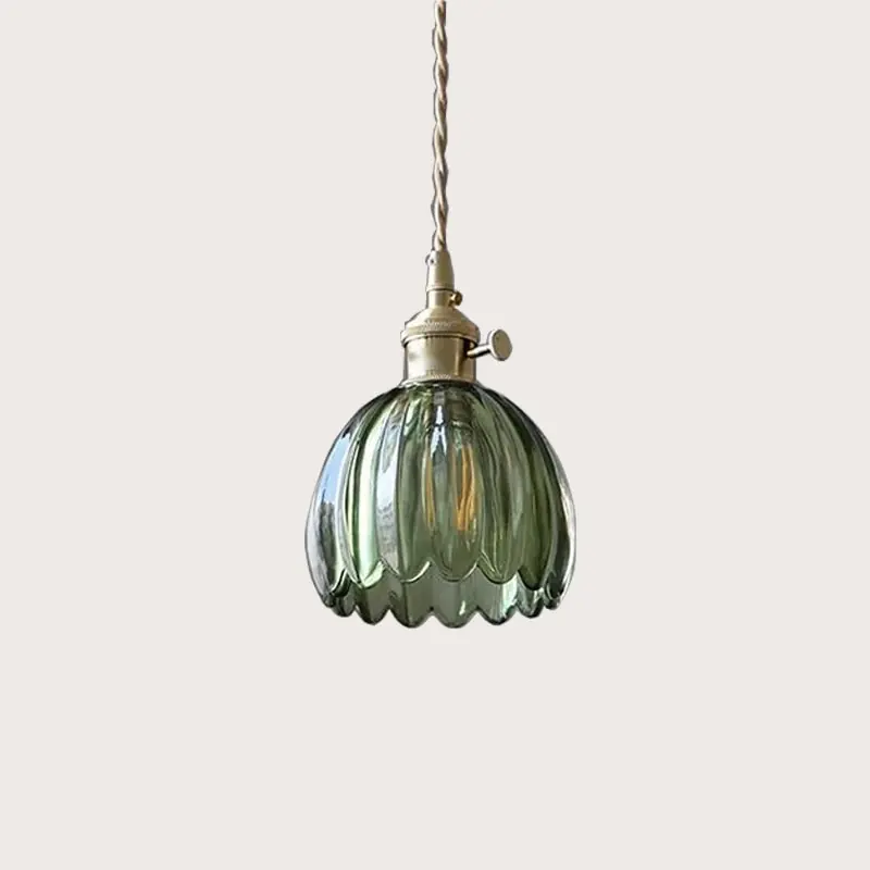 Moderna lampada a sospensione a forma di fiore in vetro retrò