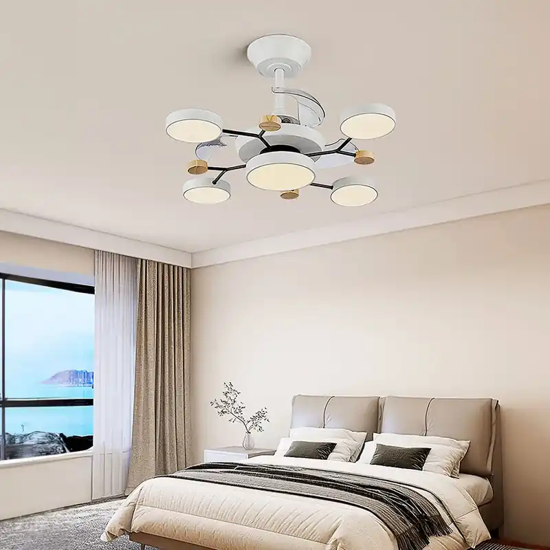 Ventilatore da soffitto a LED rotondo in metallo