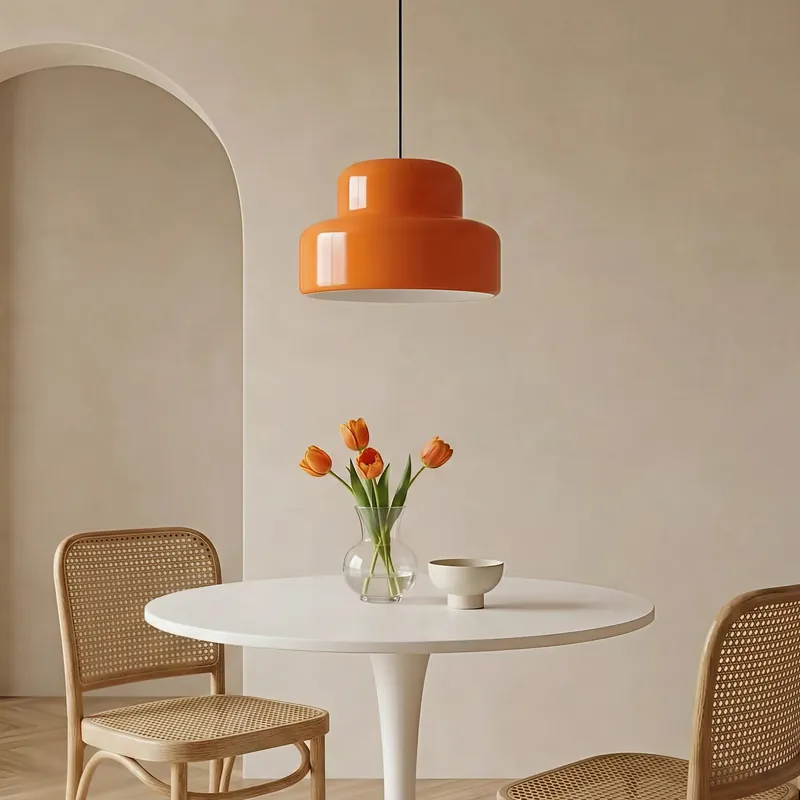 Lampada a sospensione moderna arancione Bauhaus vintage