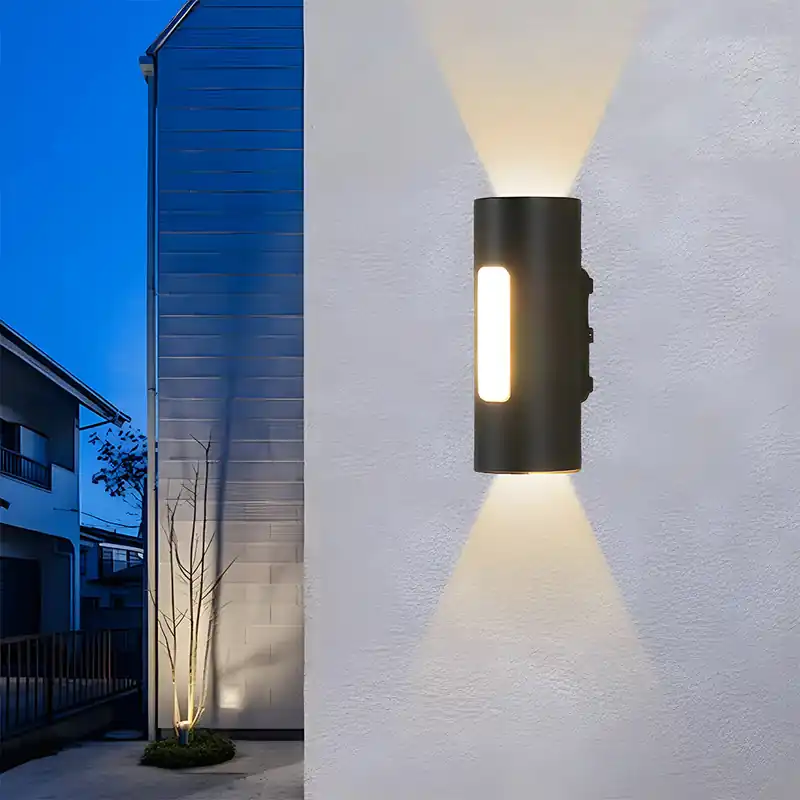 Moderna lampada da parete a LED per esterni a doppia testa cilindrica IP65
