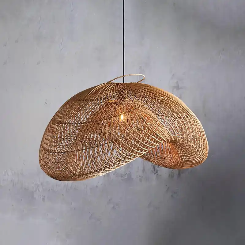 Lampada a sospensione Curva in rattan