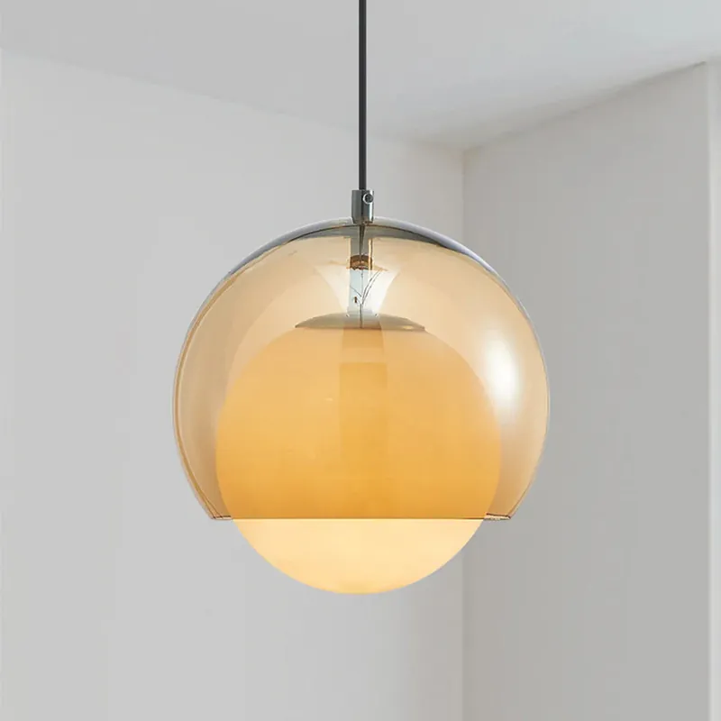 Lampada a sospensione in vetro rotondo retrò