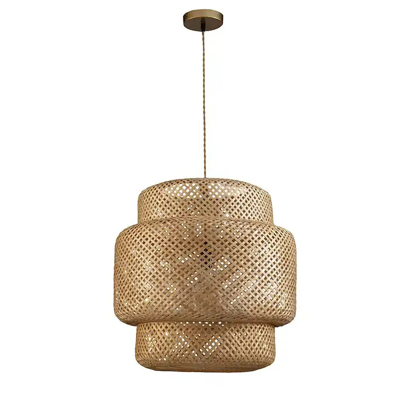 Lampada a sospensione a tre livelli in rattan stile Boho