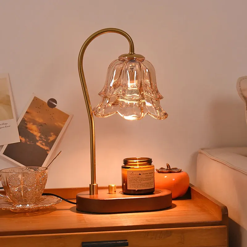 Vintage blomma form ljus Aromaterapi glas bordslampa