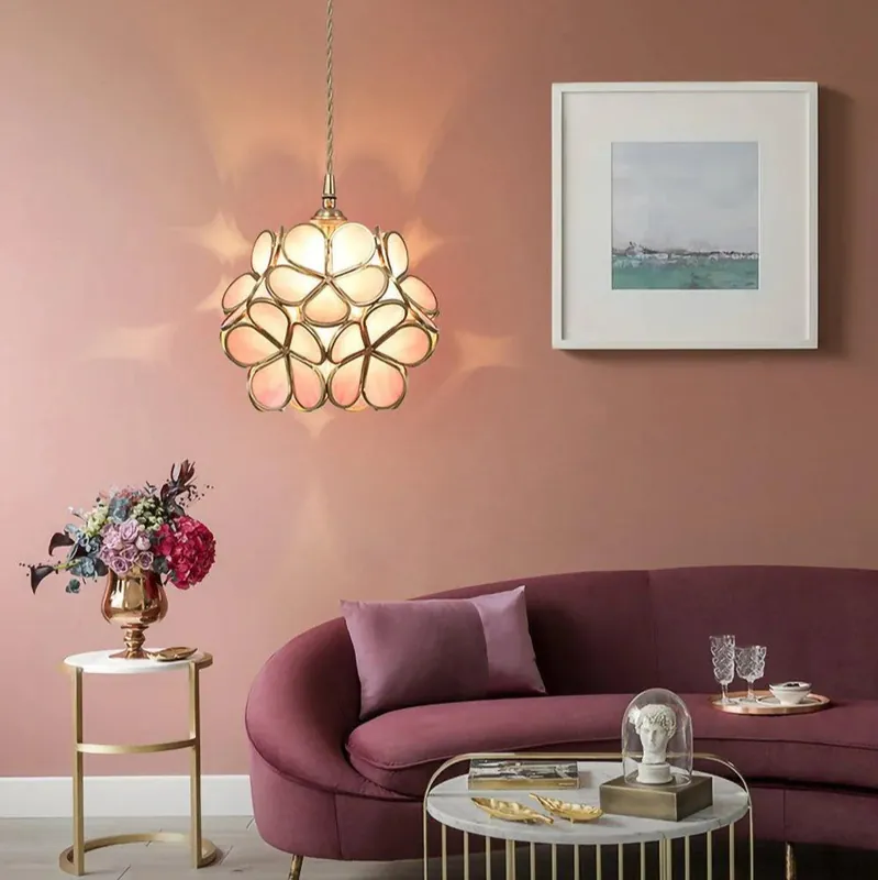 Chic blommig glas taklampa