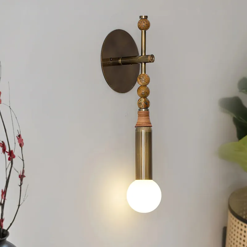 Klassisk cylindrisk stav marmor vägglampa