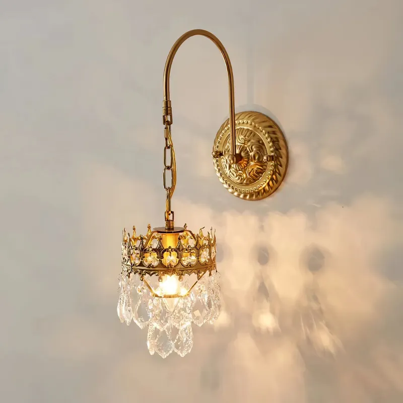 Vintage Crown Crystal Vägglampa