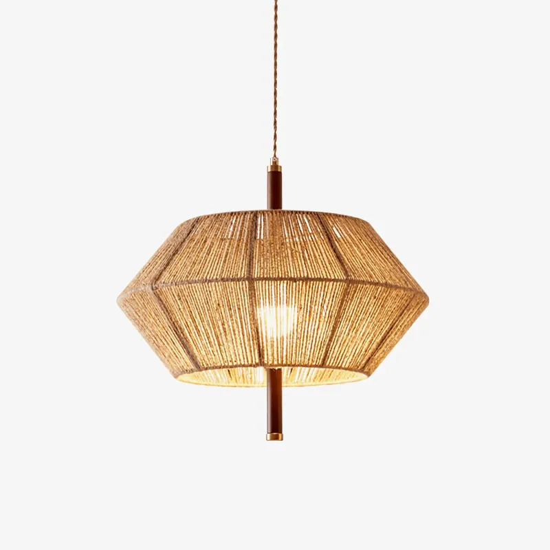 Snygg geometrisk taklampa i trä