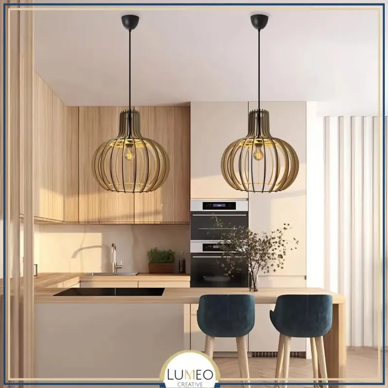 Suspension bohème chic en bois naturel WOODY | 1 Suspension